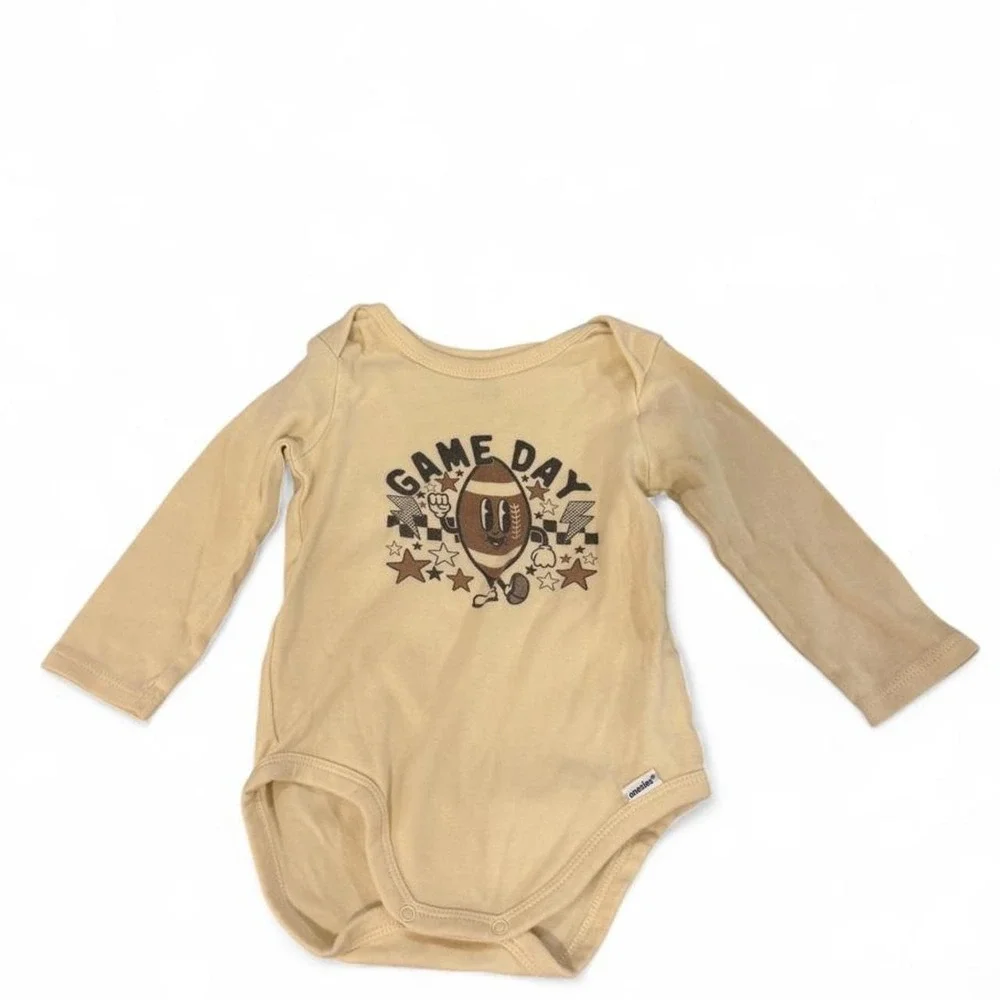 Gerber Baby Game Day Football Long Sleeve Bodysuit Tan 12 Months
